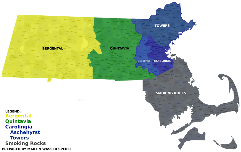 Map of SCA chapters in Massachusetts